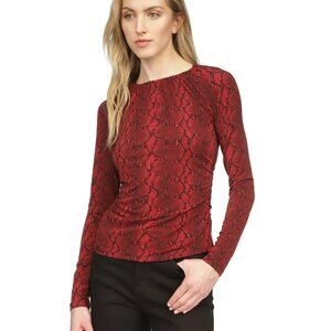 MICHAEL Michael Kors Women’s Snake-Print Long Sleeve Top Size M High Neck Pullov